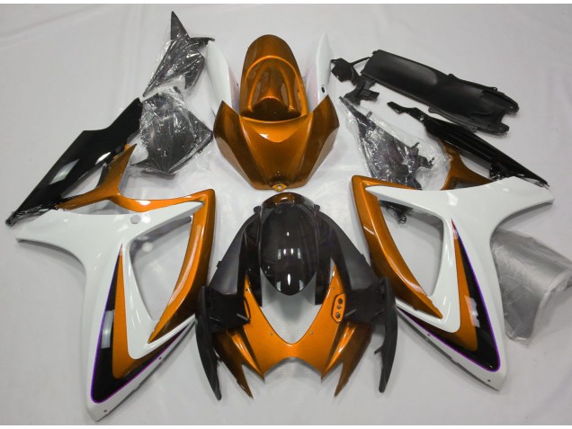 2006-2007 Orange & White Debadged GSXR 600-750 Fairings