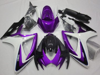 2006-2007 Purple & White Debadged GSXR 600-750 Fairings