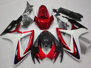 2006-2007 Red & White Debadged GSXR 600-750 Fairings