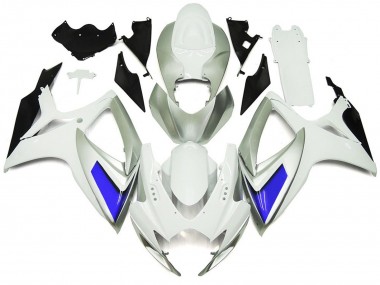 2006-2007 Silver White and Blue Gloss Style GSXR 600-750 Fairings