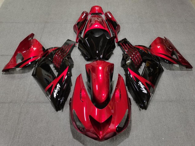 2006-2011 Fire Red and Black ZX14R Fairings