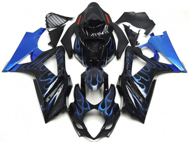 2007-2008 Custom Blue and Black Flame GSXR 1000 Fairings 2007-2008 Custom Blue and Black Flame GSXR 1000 Fairings