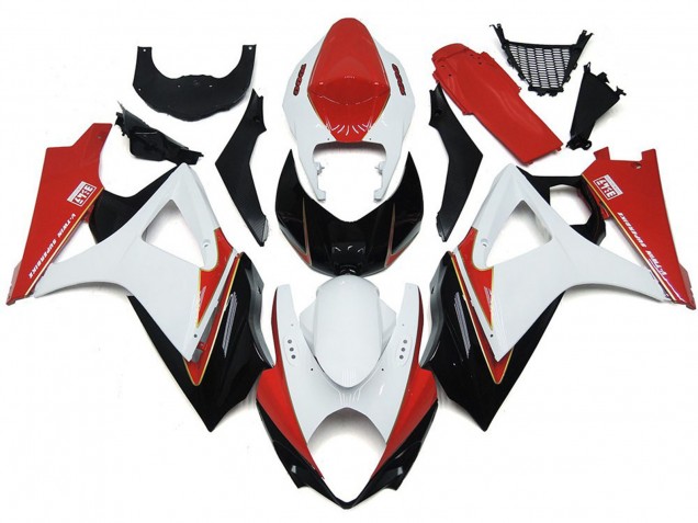 2007-2008 Custom Red and White with Black GSXR 1000 Fairings 2007-2008 Custom Red and White with Black GSXR 1000 Fairings