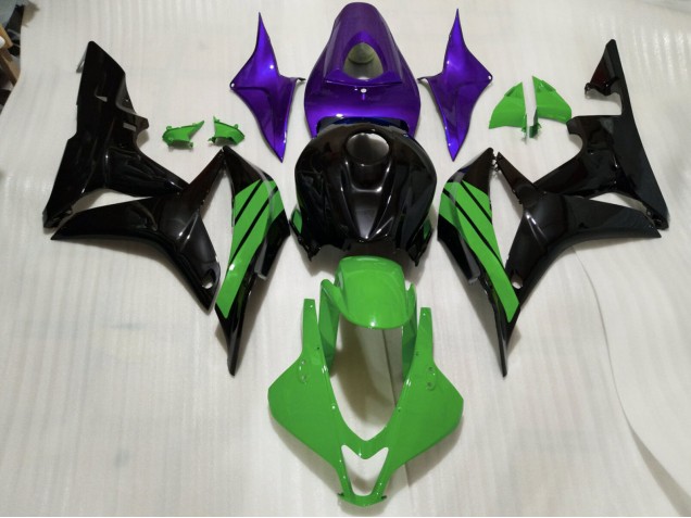 2007-2008 Gloss Black & Green and Purple Accents CBR600RR Fairings 2007-2008 Gloss Black & Green and Purple Accents CBR600RR Fairings