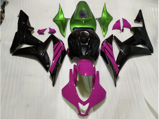 2007-2008 Gloss Black & Pink and Green Accents CBR600RR Fairings 2007-2008 Gloss Black & Pink and Green Accents CBR600RR Fairings