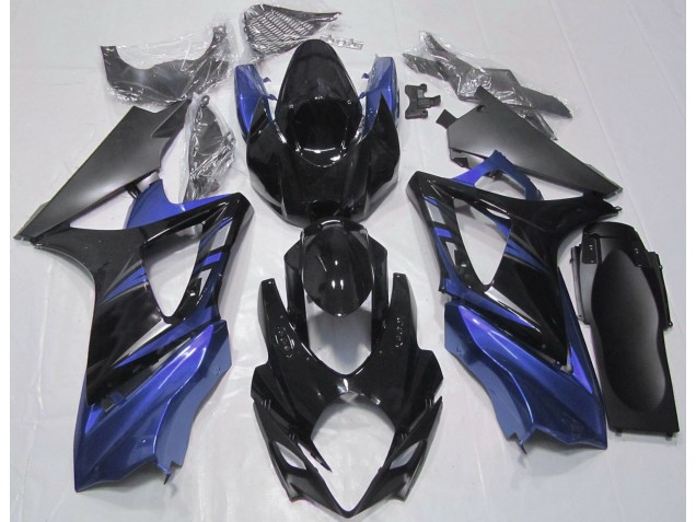 2007-2008 Gloss Black and Blue GSXR 1000 Fairings