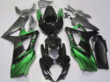 2007-2008 Gloss Black and Green GSXR 1000 Fairings