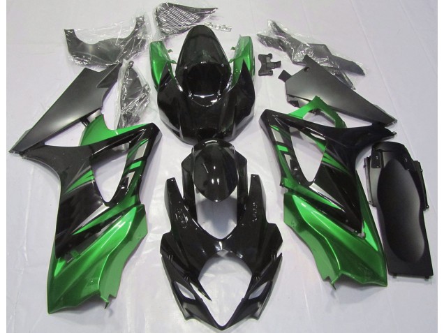 2007-2008 Gloss Black and Green GSXR 1000 Fairings 2007-2008 Gloss Black and Green GSXR 1000 Fairings