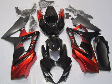 2007-2008 Gloss Black and Red GSXR 1000 Fairings