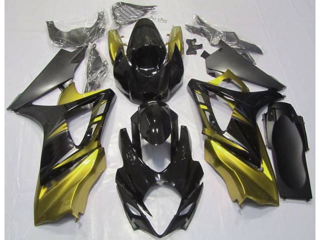 2007-2008 Gloss Black and Yellow GSXR 1000 Fairings