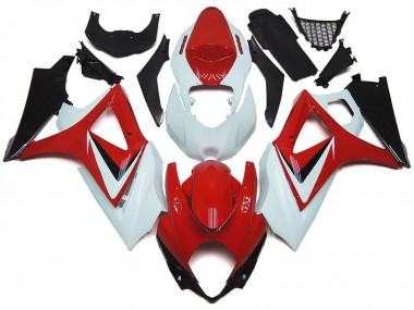 2007-2008 Gloss Red with White OEM Style GSXR 1000 Fairings