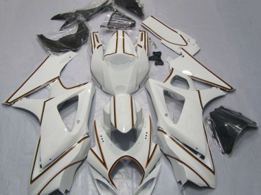 2007-2008 Gloss White Orange Pin Stripe GSXR 1000 Fairings