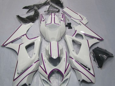2007-2008 Gloss White Pink Pin Stripe GSXR 1000 Fairings