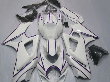 2007-2008 Gloss White Purple Pin Stripe GSXR 1000 Fairings