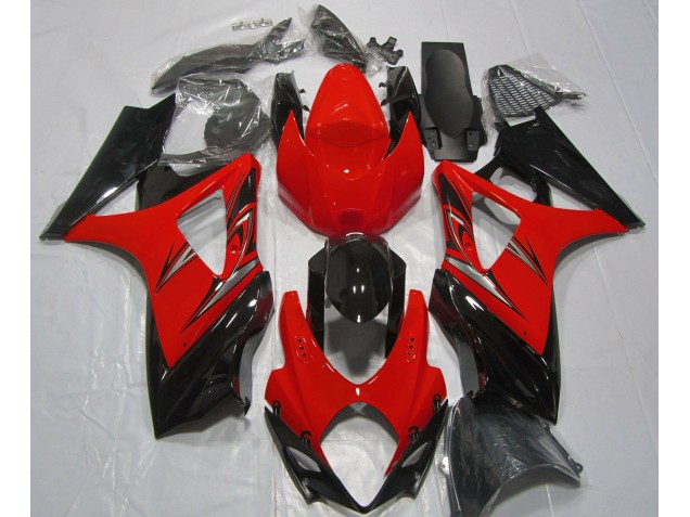 2007-2008 Lava Red and Black GSXR 1000 Fairings