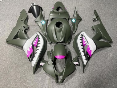 2007-2008 Matte Green & Pink Shark CBR600RR Fairings