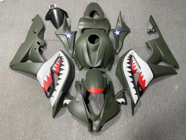 2007-2008 Matte Green & Red Shark CBR600RR Fairings