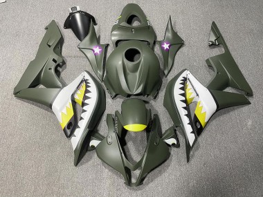 2007-2008 Matte Green & Yellow Shark CBR600RR Fairings