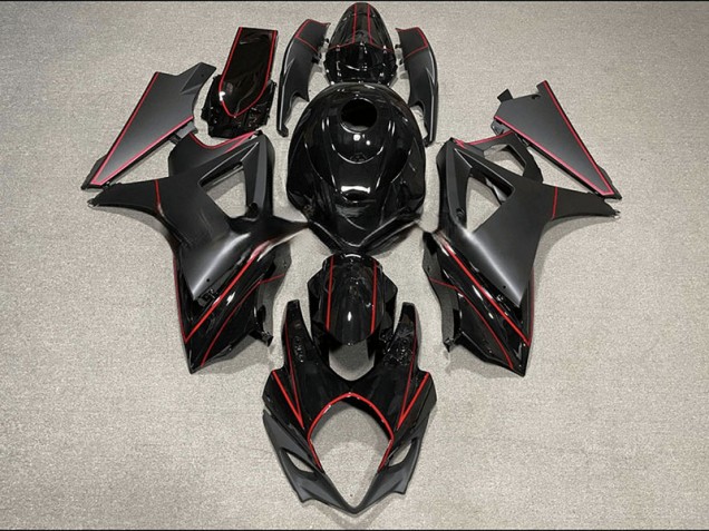 2007-2008 Matte and Gloss Black & Red Trim GSXR 1000 Fairings 2007-2008 Matte and Gloss Black & Red Trim GSXR 1000 Fairings