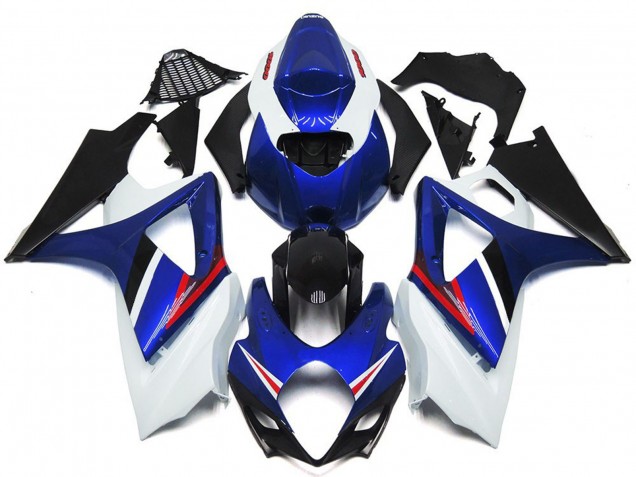 2007-2008 OEM Style Gloss Blue and White Red GSXR 1000 Fairings
