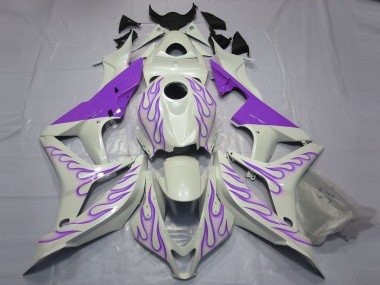 2007-2008 Purple Flame on White CBR600RR Fairings