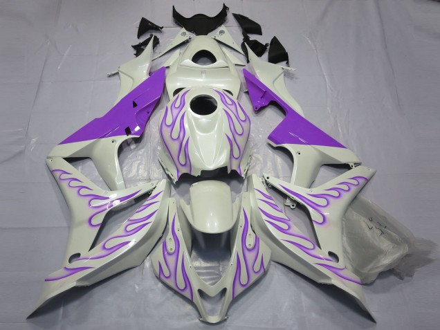 2007-2008 Purple Flame on White CBR600RR Fairings 2007-2008 Purple Flame on White CBR600RR Fairings