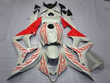 2007-2008 Red Flame on White CBR600RR Fairings