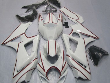 2007-2008 White with Red Pin Stripe GSXR 1000 Fairings