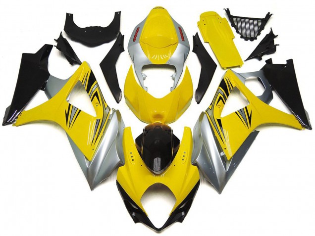 2007-2008 Yellow and Silver OEM Style GSXR 1000 Fairings 2007-2008 Yellow and Silver OEM Style GSXR 1000 Fairings