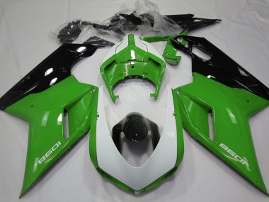 2007-2014 Gloss Green & White Ducati 848 1098 1198 Fairings