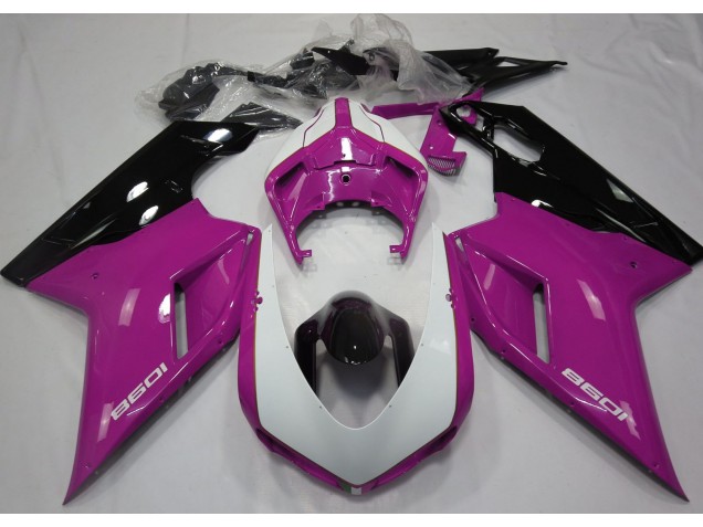 2007-2014 Gloss Pink & White Ducati 848 1098 1198 Fairings 2007-2014 Gloss Pink & White Ducati 848 1098 1198 Fairings