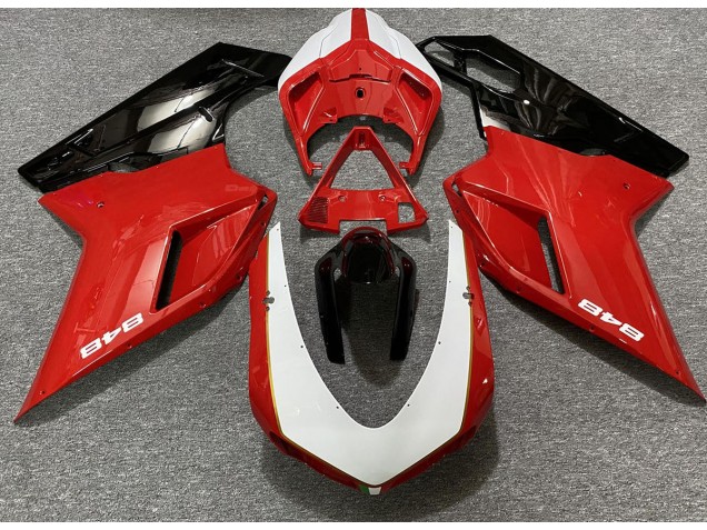 2007-2014 Gloss Red & White (848 Sticker) Ducati 848 1098 1198 Fairings