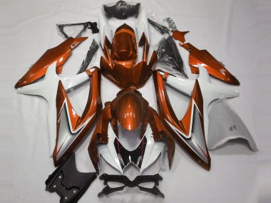 2008-2010 Gloss Orange and White GSXR 600-750 Fairings