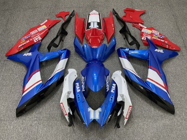 2008-2010 Red Blue and White Gloss Custom Style GSXR 600-750 Fairings