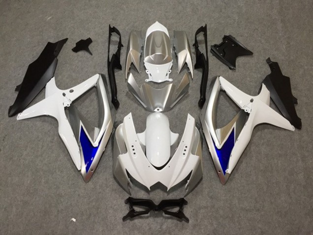 2008-2010 Silver White Blue GSXR 600-750 Fairings 2008-2010 Silver White Blue GSXR 600-750 Fairings
