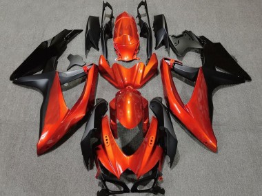 2008-2010 Vibrant Orange in Black GSXR 600-750 Fairings