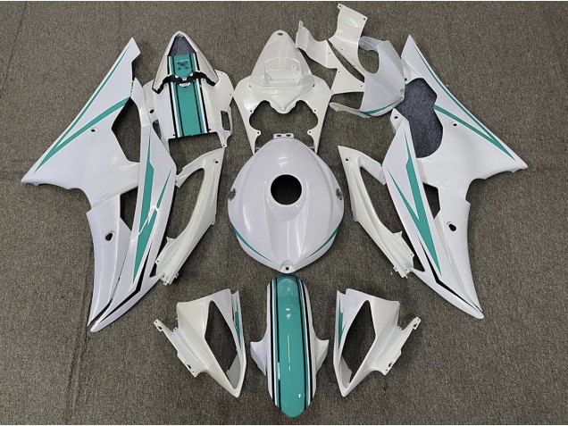 2008-2016 Gloss White and Teal R6 Fairings 2008-2016 Gloss White and Teal R6 Fairings