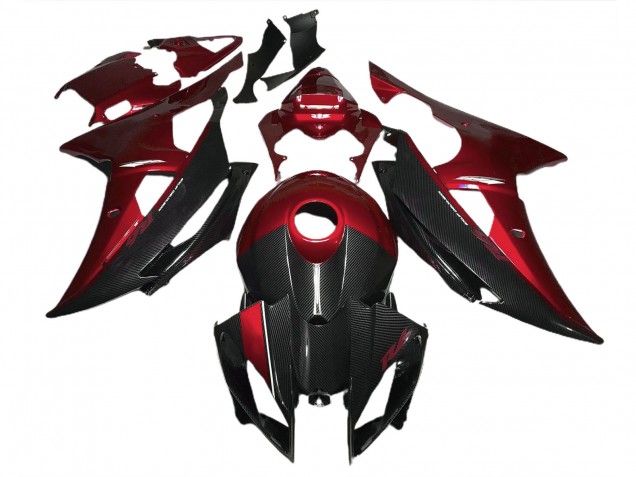 2008-2016 Red w Carbon Fiber Style R6 Fairings 2008-2016 Red w Carbon Fiber Style R6 Fairings