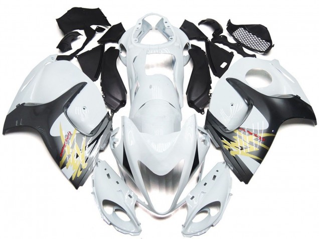 2008-2020 Gloss White with Silver Style GSXR 1300 Hayabusa Fairings