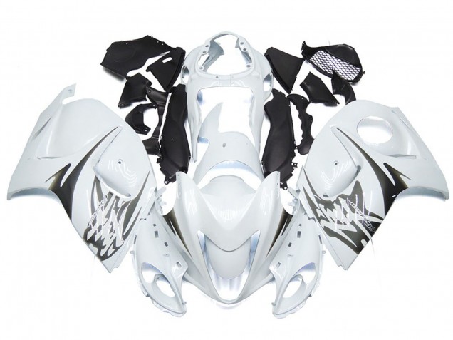 2008-2020 Gloss White with Silver Style Logos GSXR 1300 Hayabusa Fairings
