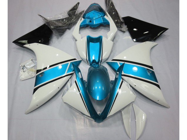 2009-2011 Gloss White and Light Blue R1 Fairings