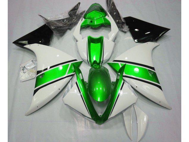 2009-2011 Gloss White and Metallic Green R1 Fairings 2009-2011 Gloss White and Metallic Green R1 Fairings
