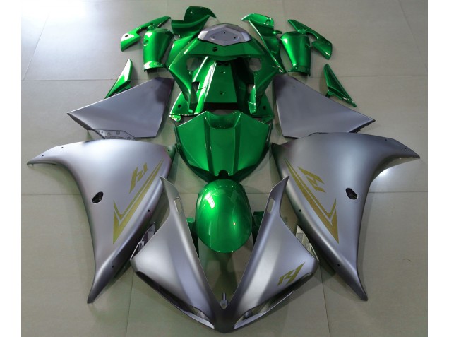 2009-2011 Matte Silver & Green R1 Fairings 2009-2011 Matte Silver & Green R1 Fairings