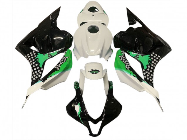2009-2012 Gloss White & Green Splatter CBR600RR Fairings 2009-2012 Gloss White & Green Splatter CBR600RR Fairings