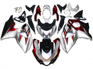 2009-2016 Silver with Red Hints GSXR 1000 Fairings