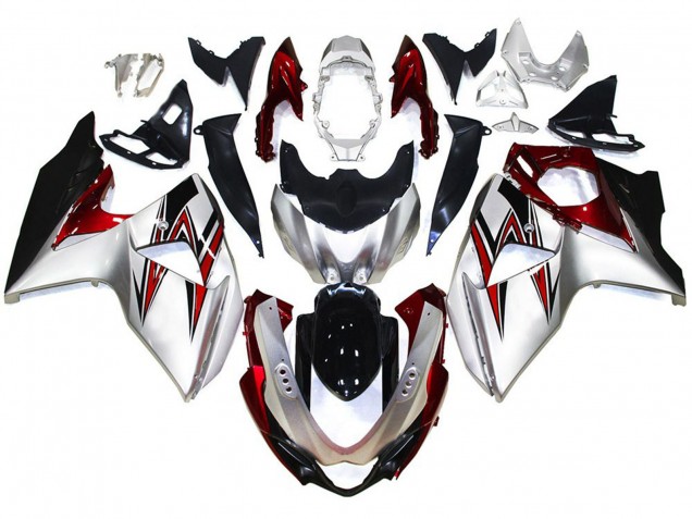 2009-2016 Silver with Red Hints GSXR 1000 Fairings 2009-2016 Silver with Red Hints GSXR 1000 Fairings