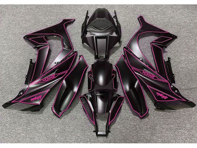 2011-2015 Matte Black & Pink Lining ZX10R Fairings 2011-2015 Matte Black & Pink Lining ZX10R Fairings