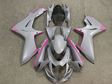 2011-2024 Matte Nardo Grey & Pink Accents GSXR 600-750 Fairings