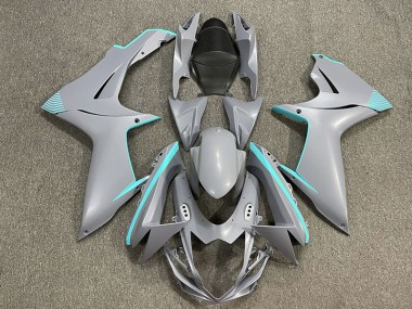 2011-2024 Matte Nardo Grey & Teal Accents GSXR 600-750 Fairings