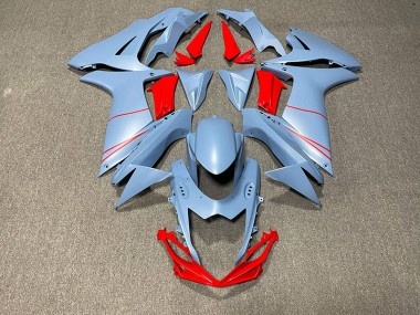 2011-2024 Matte Sky Blue & Red GSXR 600-750 Fairings